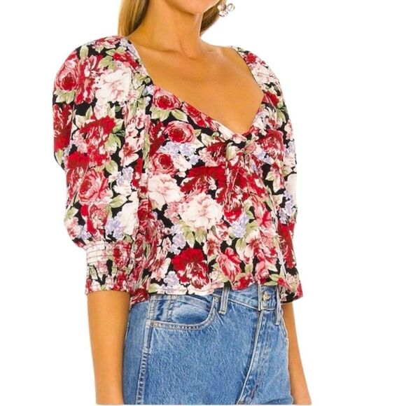 MINKPINK Kind Words Floral Top Size M - Picture 1 of 7
